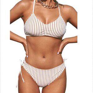 Women's Bikini Swimsuit Striped Reversible